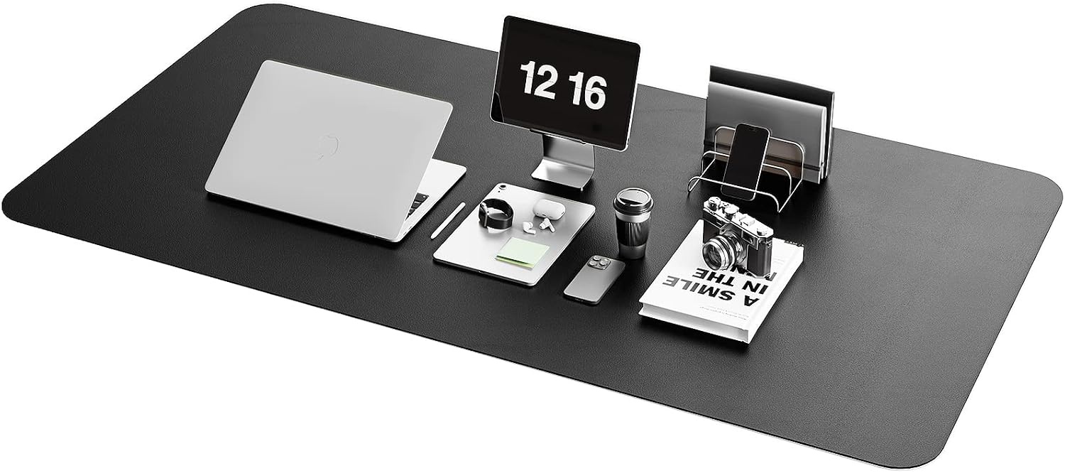 image:imageYSAGi NonSlip Leather Desk Pad Waterproof Laptop Computer Desk Keyboard Mat Table Protector Blotter Mat Large Mouse Pad for OfficeWorkHomeDecorPink 236 x 137Black