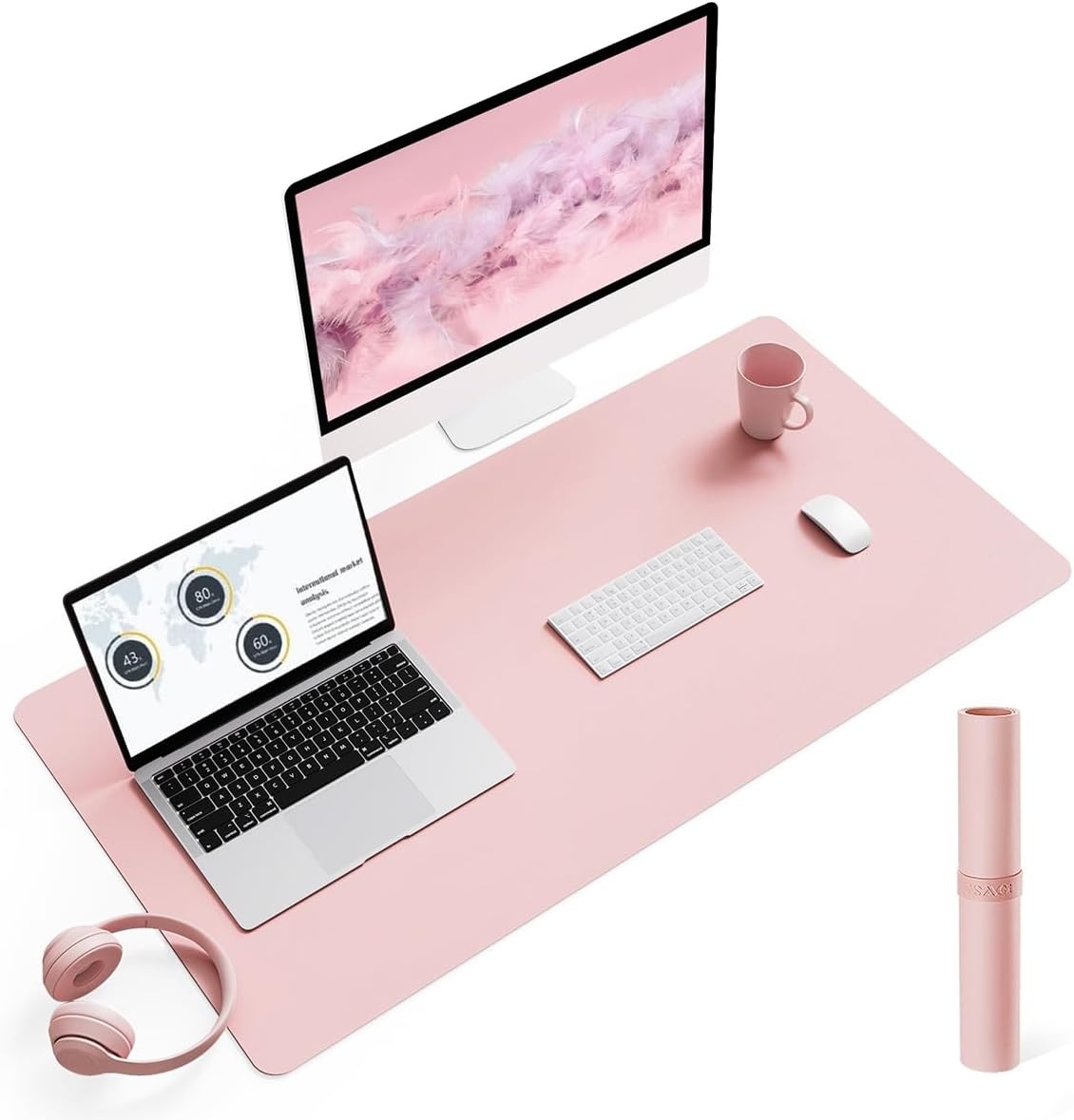 image:imageYSAGi NonSlip Leather Desk Pad Waterproof Laptop Computer Desk Keyboard Mat Table Protector Blotter Mat Large Mouse Pad for OfficeWorkHomeDecorPink 236 x 137Pink