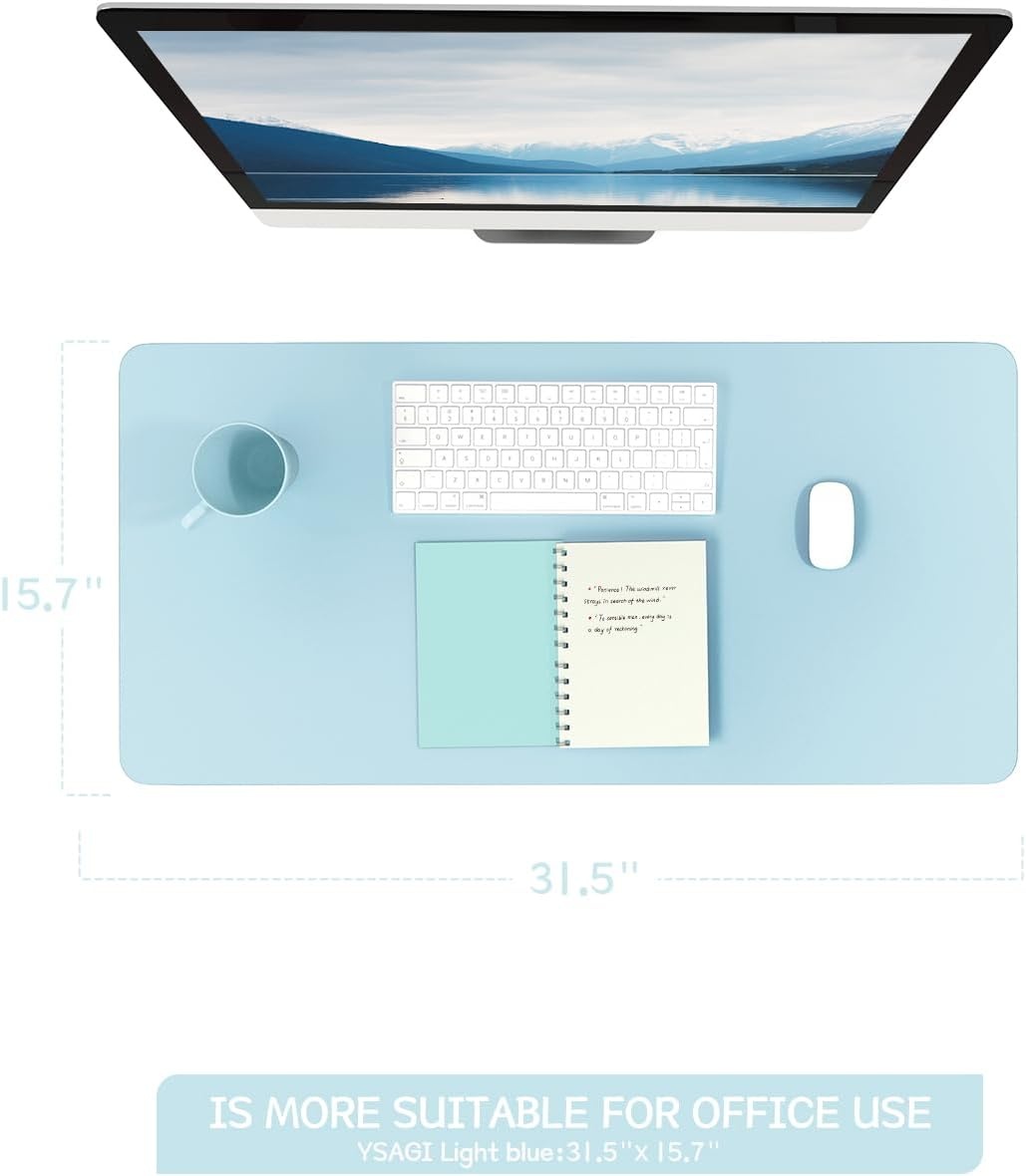 image:imageYSAGi NonSlip Leather Desk Pad Waterproof Laptop Computer Desk Keyboard Mat Table Protector Blotter Mat Large Mouse Pad for OfficeWorkHomeDecorPink 236 x 137Sky Blue