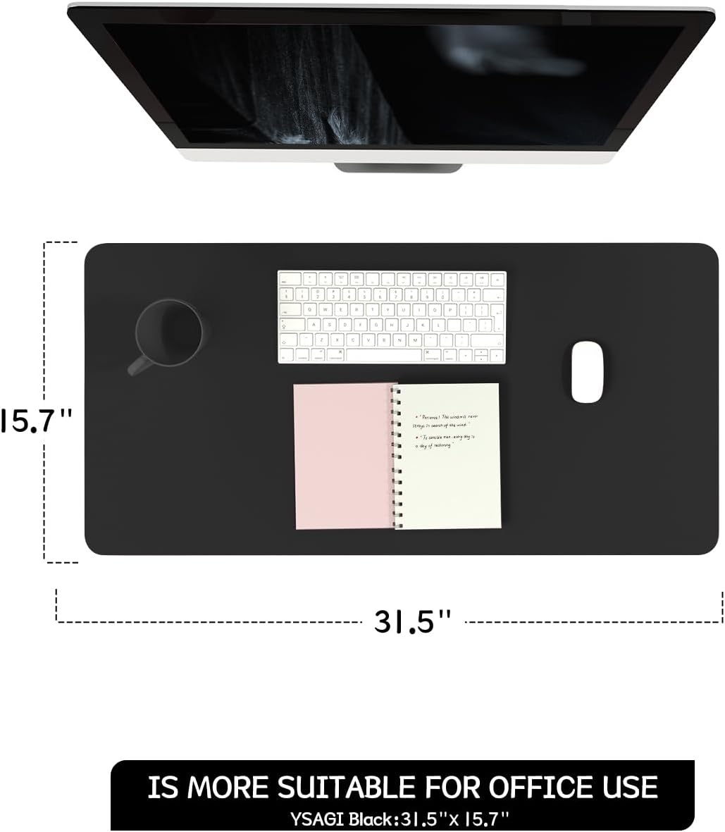 image:imageYSAGi NonSlip Leather Desk Pad Waterproof Laptop Computer Desk Keyboard Mat Table Protector Blotter Mat Large Mouse Pad for OfficeWorkHomeDecorPink 236 x 137Black