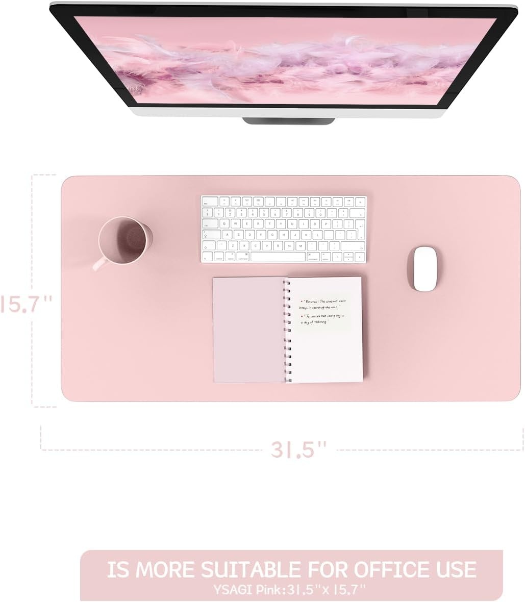 image:imageYSAGi NonSlip Leather Desk Pad Waterproof Laptop Computer Desk Keyboard Mat Table Protector Blotter Mat Large Mouse Pad for OfficeWorkHomeDecorPink 236 x 137Pink