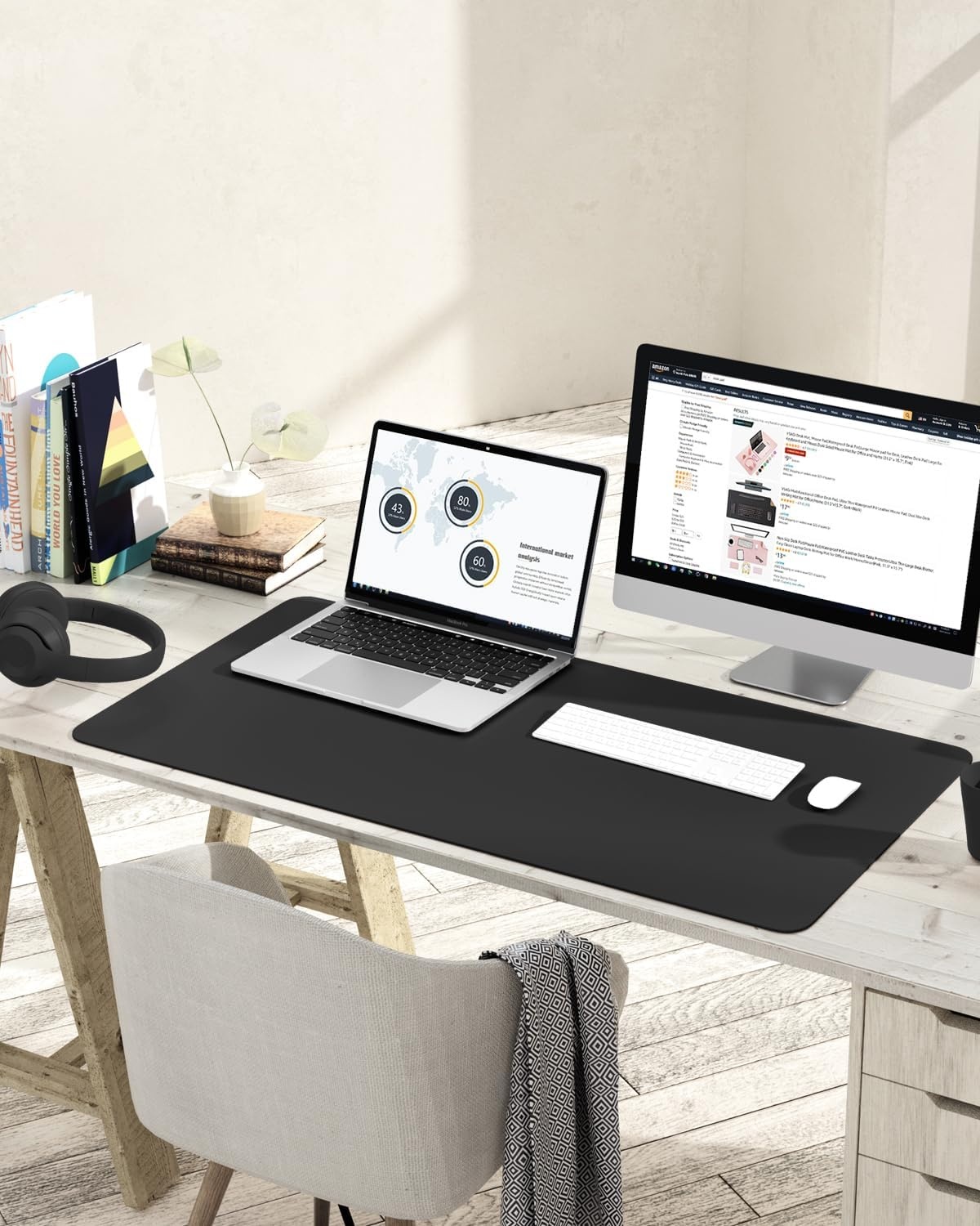 image:imageYSAGi NonSlip Leather Desk Pad Waterproof Laptop Computer Desk Keyboard Mat Table Protector Blotter Mat Large Mouse Pad for OfficeWorkHomeDecorPink 236 x 137Black