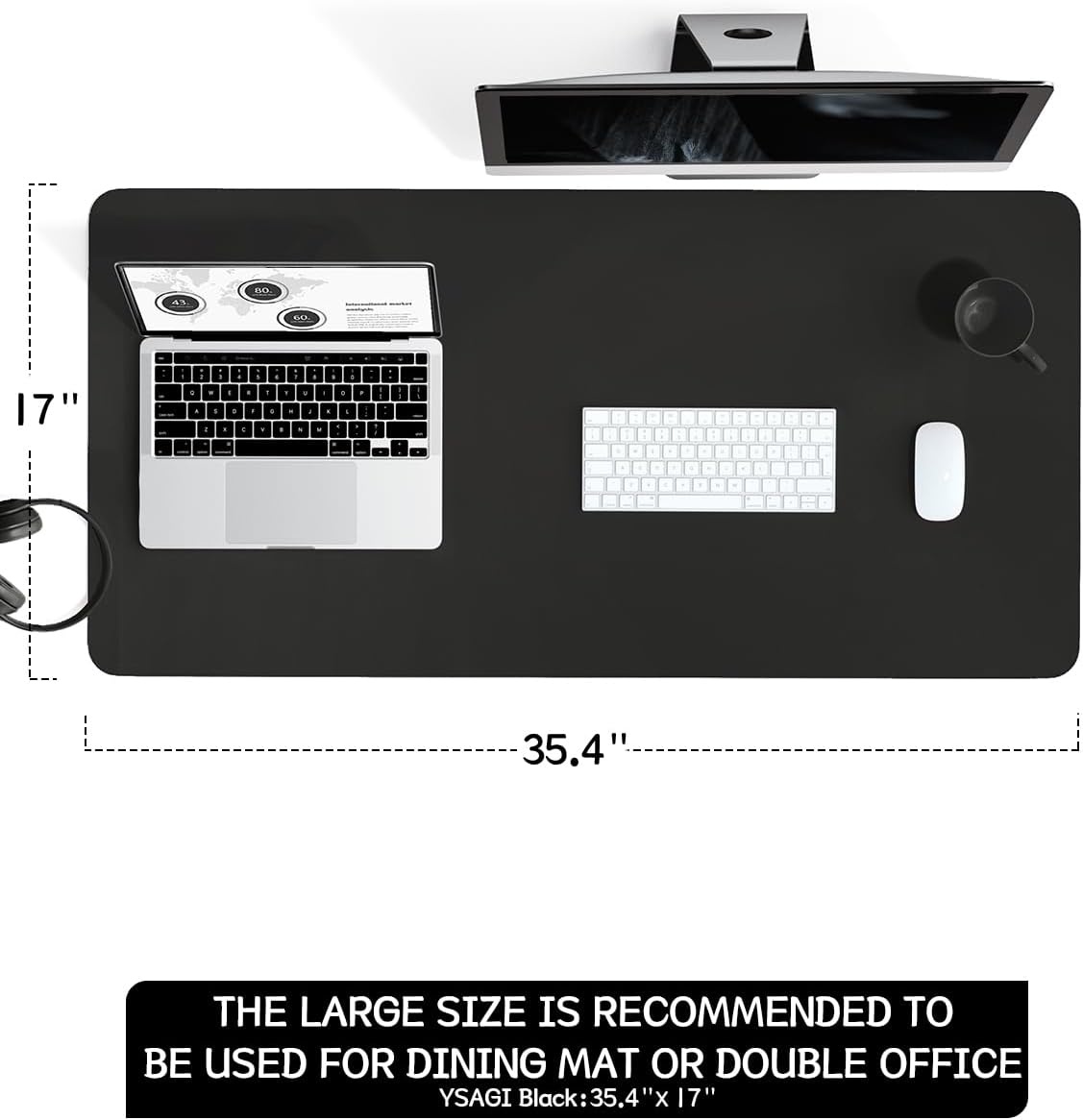 image:imageYSAGi NonSlip Leather Desk Pad Waterproof Laptop Computer Desk Keyboard Mat Table Protector Blotter Mat Large Mouse Pad for OfficeWorkHomeDecorPink 236 x 137Black