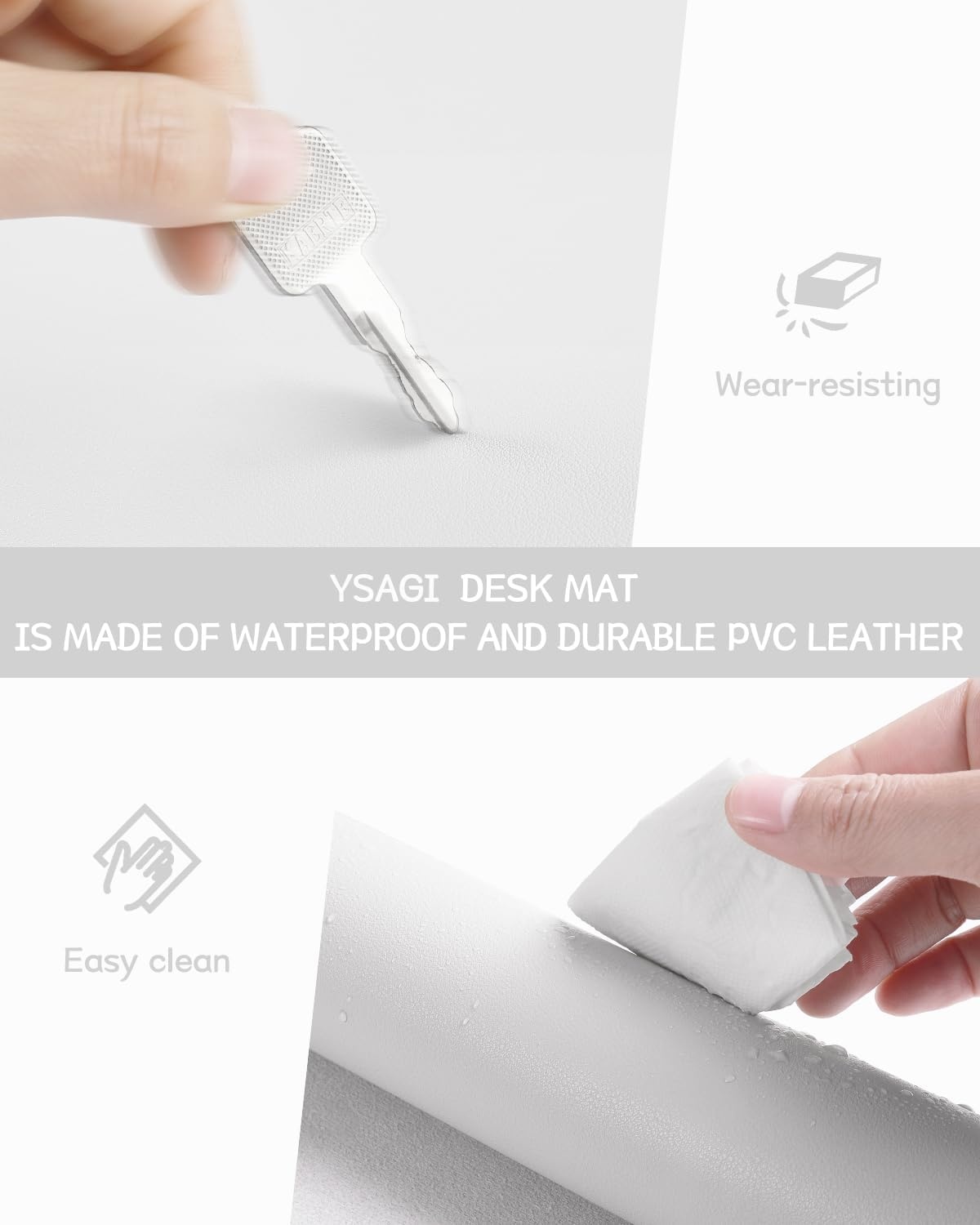 image:imageYSAGi NonSlip Leather Desk Pad Waterproof Laptop Computer Desk Keyboard Mat Table Protector Blotter Mat Large Mouse Pad for OfficeWorkHomeDecorPink 236 x 137White