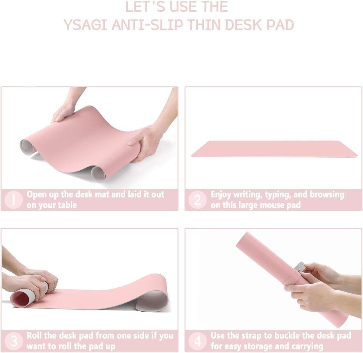 image:imageYSAGi NonSlip Leather Desk Pad Waterproof Laptop Computer Desk Keyboard Mat Table Protector Blotter Mat Large Mouse Pad for OfficeWorkHomeDecorPink 236 x 137Pink