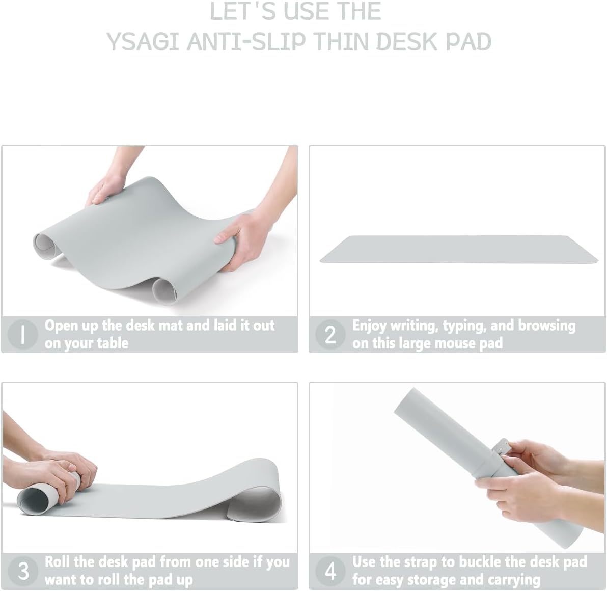 image:imageYSAGi NonSlip Leather Desk Pad Waterproof Laptop Computer Desk Keyboard Mat Table Protector Blotter Mat Large Mouse Pad for OfficeWorkHomeDecorPink 236 x 137Silvergrey
