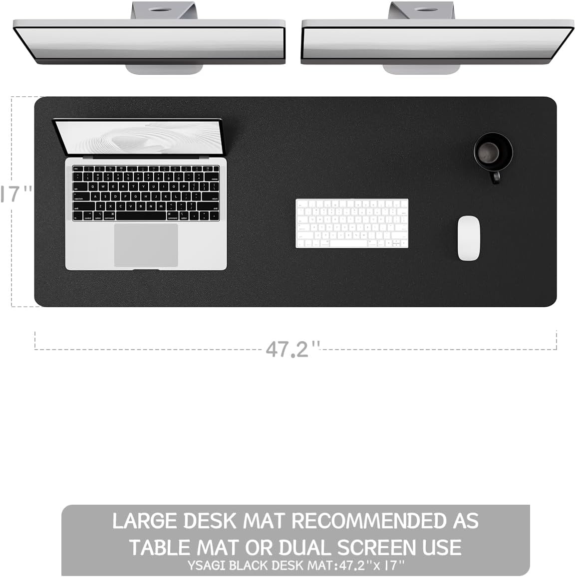 image:imageYSAGi NonSlip Leather Desk Pad Waterproof Laptop Computer Desk Keyboard Mat Table Protector Blotter Mat Large Mouse Pad for OfficeWorkHomeDecorPink 236 x 137Black