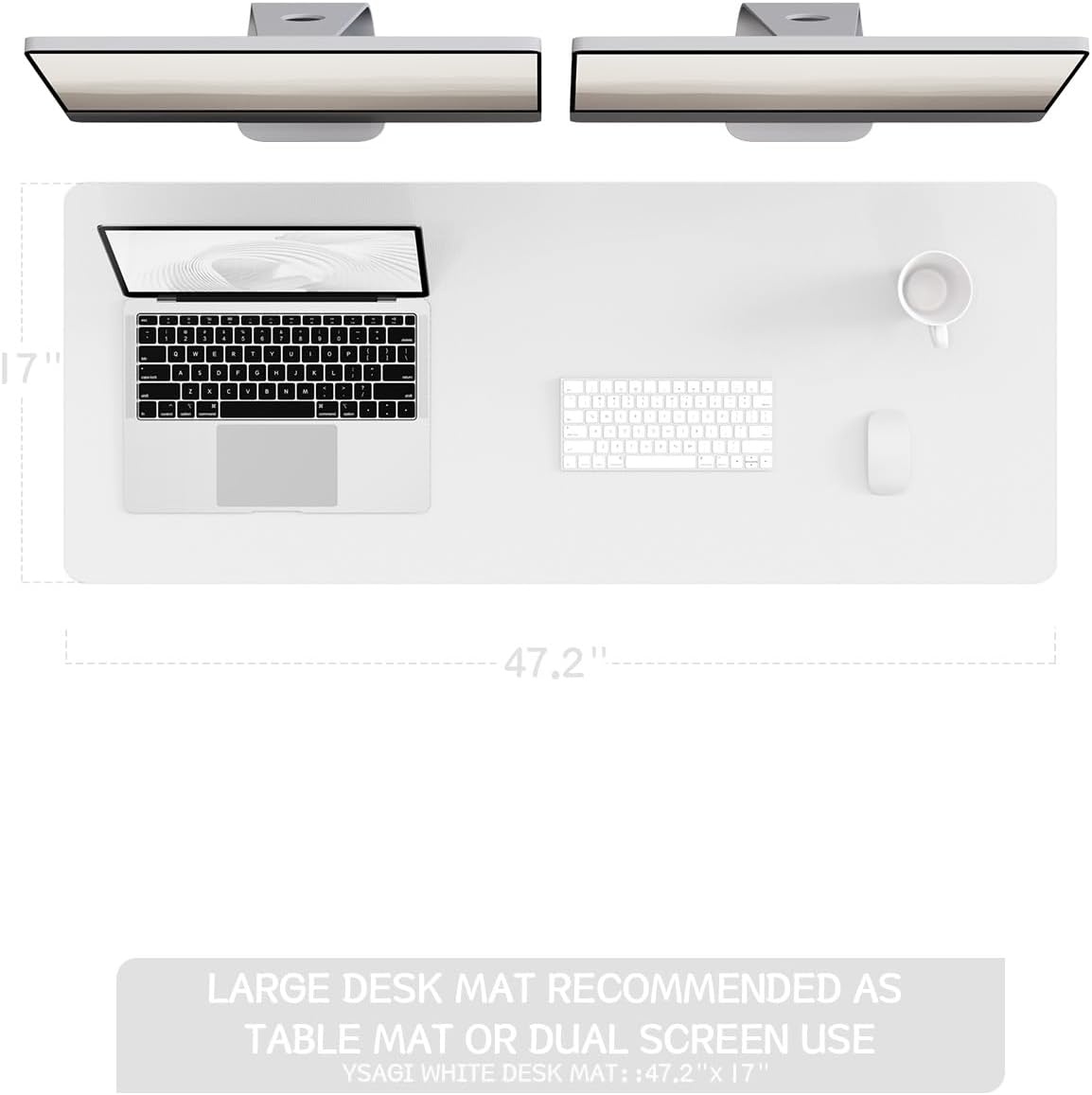 image:imageYSAGi NonSlip Leather Desk Pad Waterproof Laptop Computer Desk Keyboard Mat Table Protector Blotter Mat Large Mouse Pad for OfficeWorkHomeDecorPink 236 x 137White