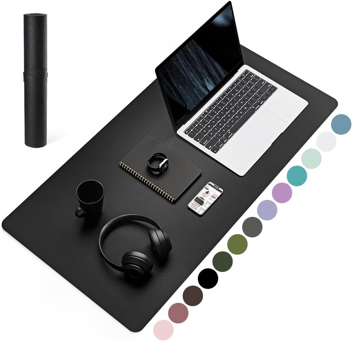 image:imageYSAGi NonSlip Leather Desk Pad Waterproof Laptop Computer Desk Keyboard Mat Table Protector Blotter Mat Large Mouse Pad for OfficeWorkHomeDecorPink 236 x 137Black