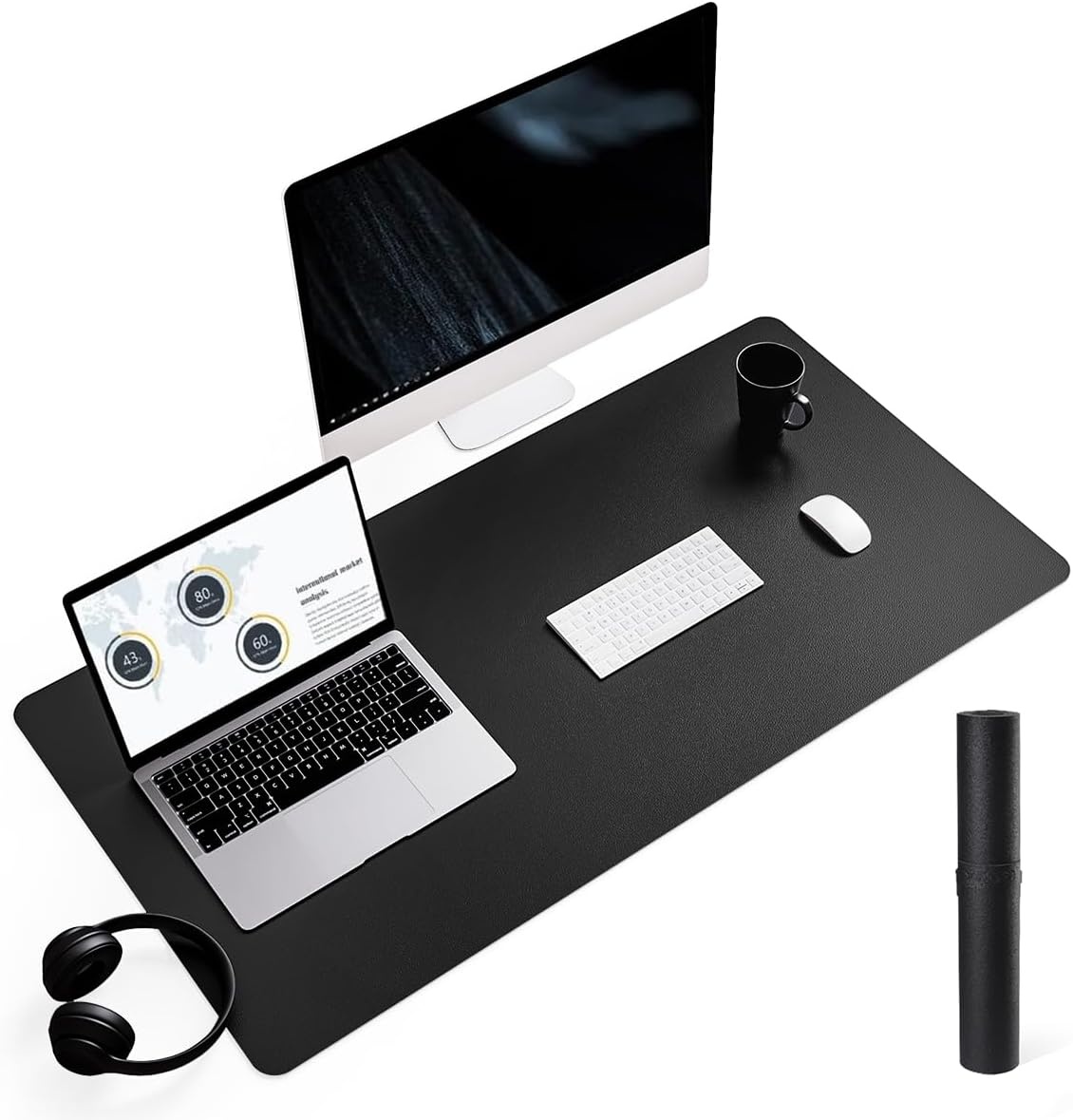 image:imageYSAGi NonSlip Leather Desk Pad Waterproof Laptop Computer Desk Keyboard Mat Table Protector Blotter Mat Large Mouse Pad for OfficeWorkHomeDecorPink 236 x 137Black