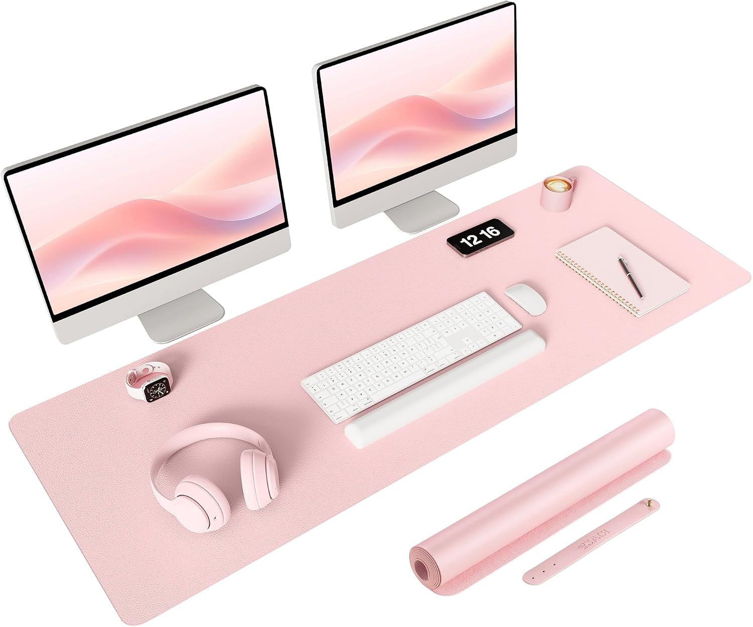 image:imageYSAGi NonSlip Leather Desk Pad Waterproof Laptop Computer Desk Keyboard Mat Table Protector Blotter Mat Large Mouse Pad for OfficeWorkHomeDecorPink 236 x 137Pink