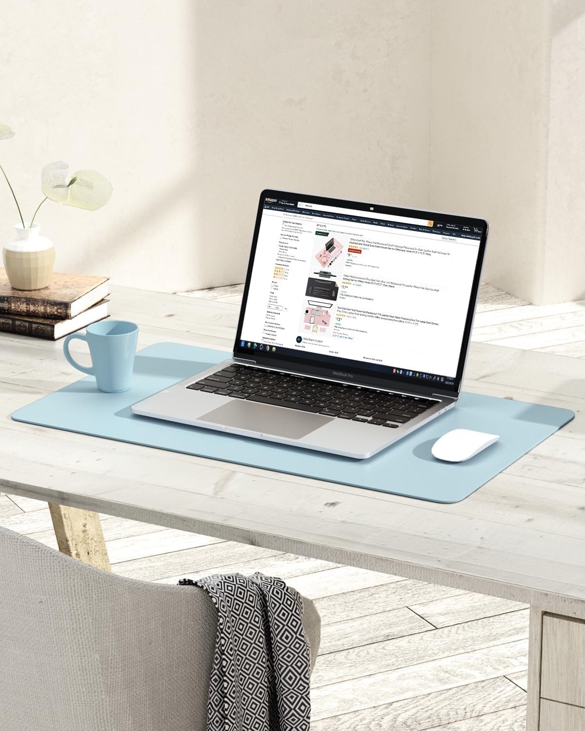 image:imageYSAGi NonSlip Leather Desk Pad Waterproof Laptop Computer Desk Keyboard Mat Table Protector Blotter Mat Large Mouse Pad for OfficeWorkHomeDecorPink 236 x 137Sky Blue