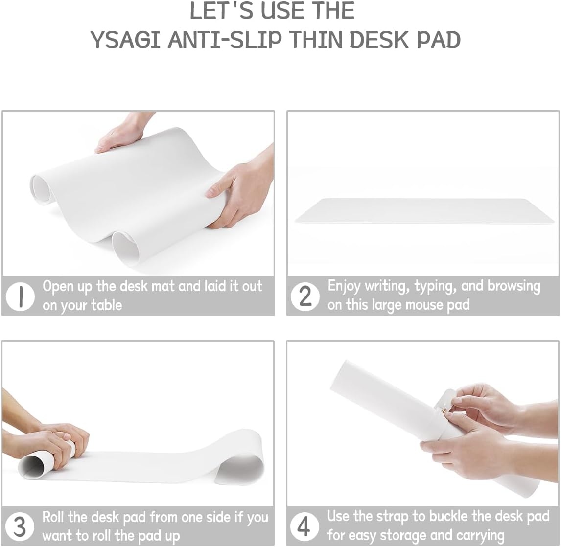image:imageYSAGi NonSlip Leather Desk Pad Waterproof Laptop Computer Desk Keyboard Mat Table Protector Blotter Mat Large Mouse Pad for OfficeWorkHomeDecorPink 236 x 137White