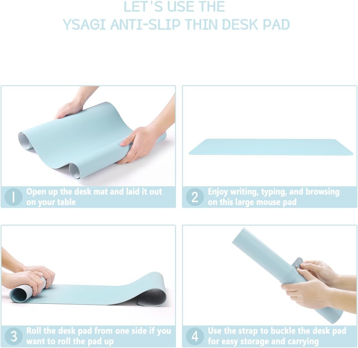 image:imageYSAGi NonSlip Leather Desk Pad Waterproof Laptop Computer Desk Keyboard Mat Table Protector Blotter Mat Large Mouse Pad for OfficeWorkHomeDecorPink 236 x 137Sky Blue