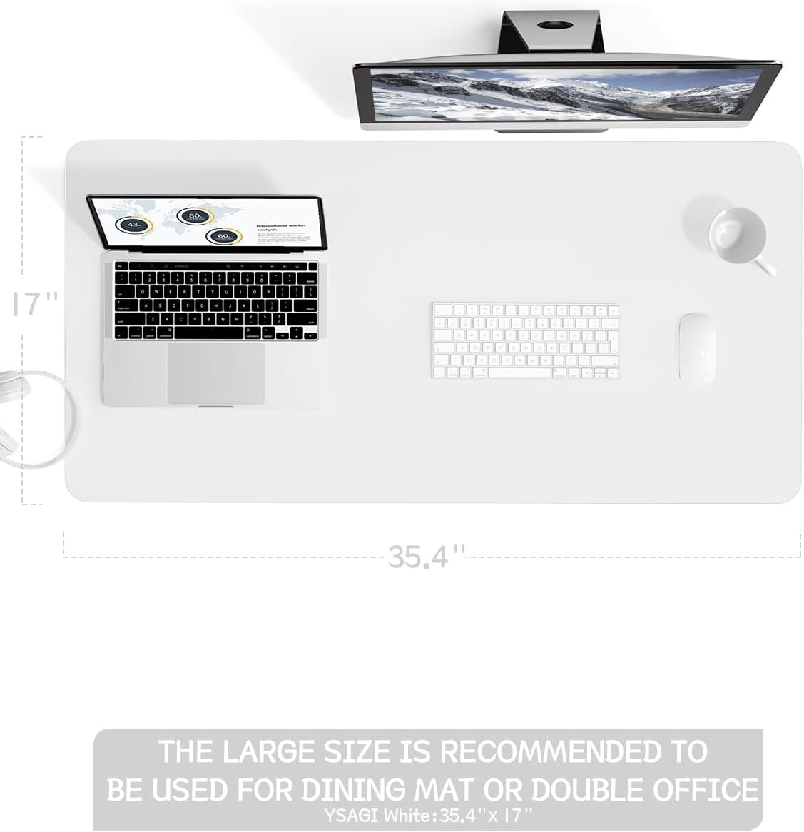 image:imageYSAGi NonSlip Leather Desk Pad Waterproof Laptop Computer Desk Keyboard Mat Table Protector Blotter Mat Large Mouse Pad for OfficeWorkHomeDecorPink 236 x 137White