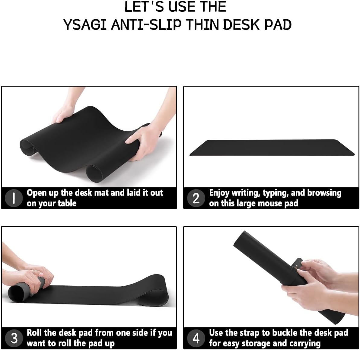 image:imageYSAGi NonSlip Leather Desk Pad Waterproof Laptop Computer Desk Keyboard Mat Table Protector Blotter Mat Large Mouse Pad for OfficeWorkHomeDecorPink 236 x 137Black