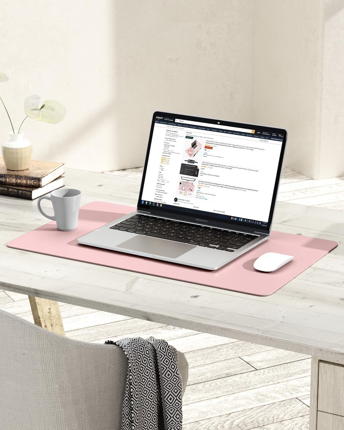 image:imageYSAGi NonSlip Leather Desk Pad Waterproof Laptop Computer Desk Keyboard Mat Table Protector Blotter Mat Large Mouse Pad for OfficeWorkHomeDecorPink 236 x 137Pink