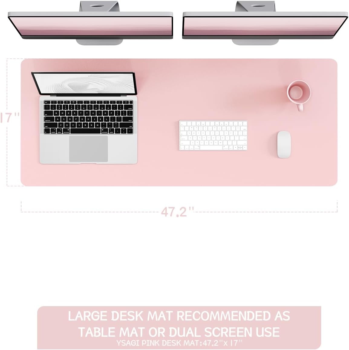 image:imageYSAGi NonSlip Leather Desk Pad Waterproof Laptop Computer Desk Keyboard Mat Table Protector Blotter Mat Large Mouse Pad for OfficeWorkHomeDecorPink 236 x 137Pink