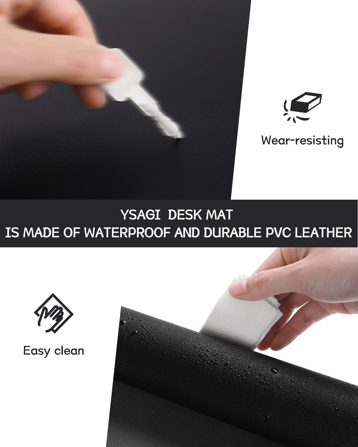 image:imageYSAGi NonSlip Leather Desk Pad Waterproof Laptop Computer Desk Keyboard Mat Table Protector Blotter Mat Large Mouse Pad for OfficeWorkHomeDecorPink 236 x 137Black