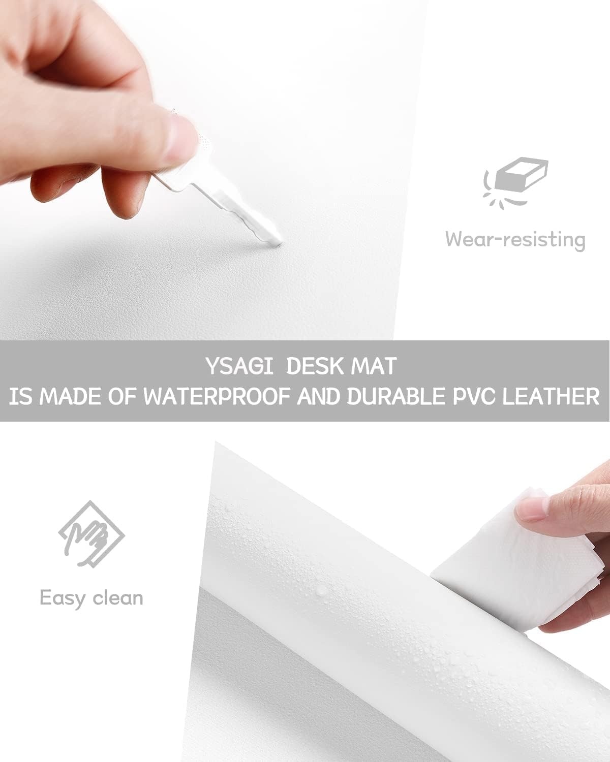 image:imageYSAGi NonSlip Leather Desk Pad Waterproof Laptop Computer Desk Keyboard Mat Table Protector Blotter Mat Large Mouse Pad for OfficeWorkHomeDecorPink 236 x 137White