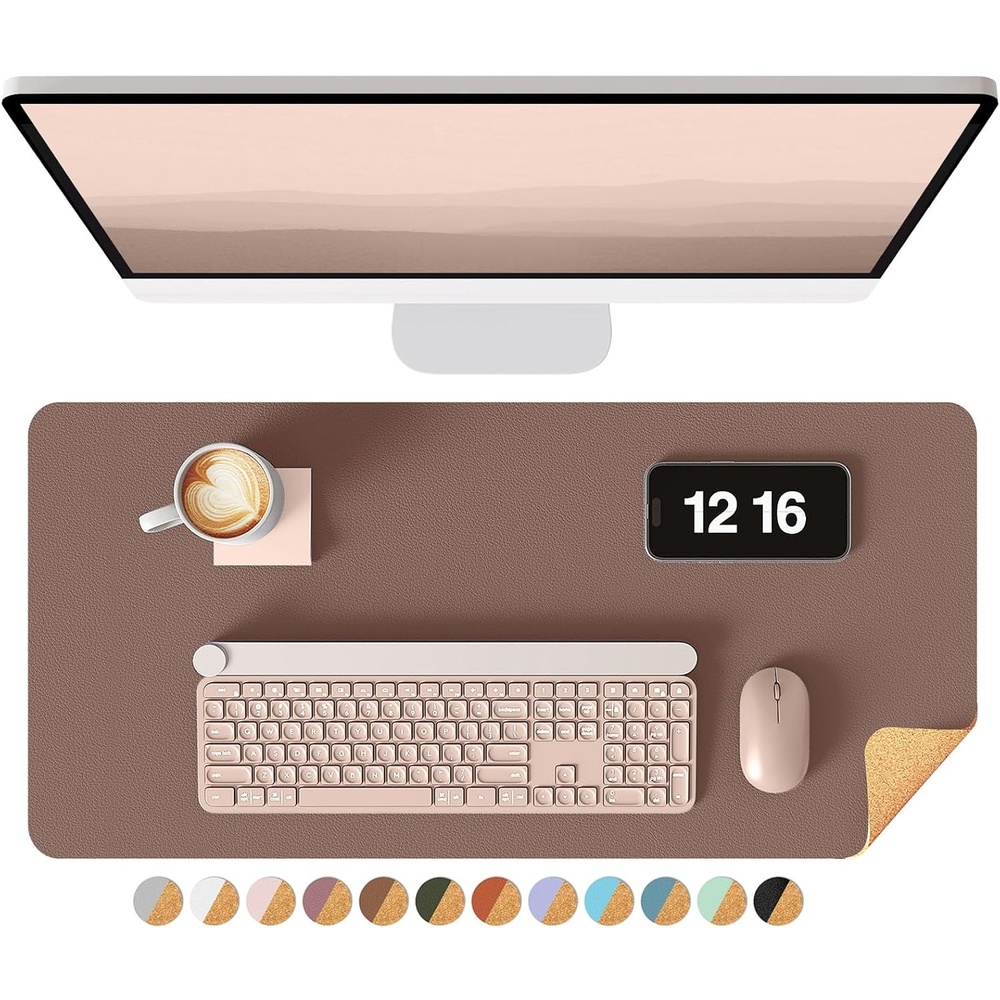 image:imageYSAGi DoubleSided Cork PU Leather Waterproof Desk Pad Protector for OfficeChocolate