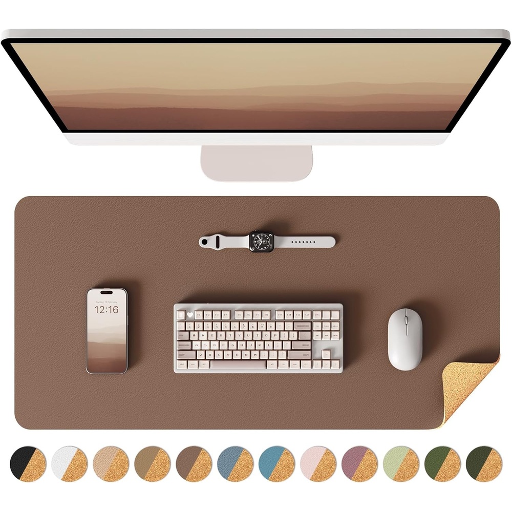 image:imageYSAGi DoubleSided Cork PU Leather Waterproof Desk Pad Protector for OfficeCoffeecork