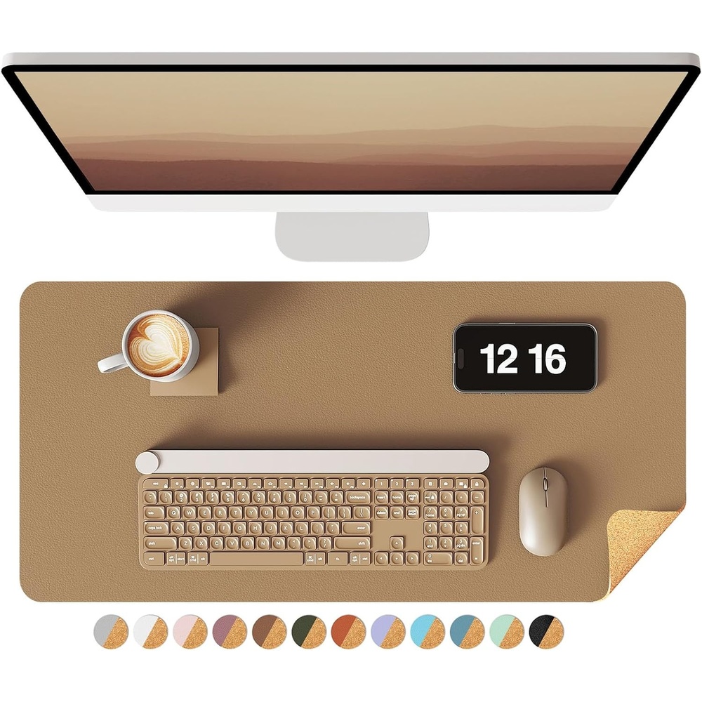 image:imageYSAGi DoubleSided Cork PU Leather Waterproof Desk Pad Protector for OfficeKhakicork
