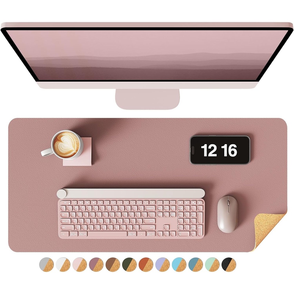image:imageYSAGi DoubleSided Cork PU Leather Waterproof Desk Pad Protector for OfficePale MauveCork