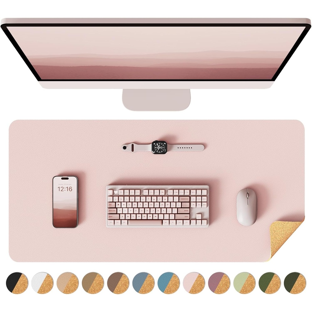 image:imageYSAGi DoubleSided Cork PU Leather Waterproof Desk Pad Protector for OfficePinkcork