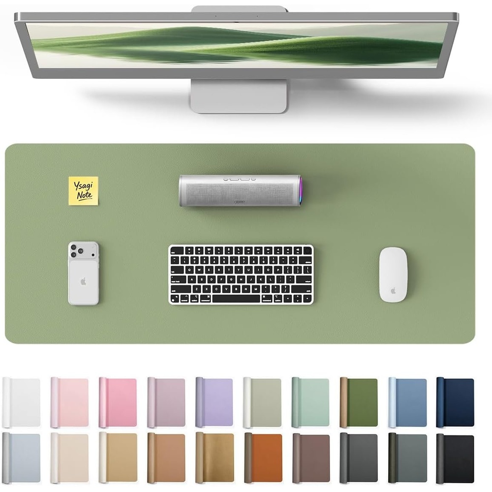 image:imageYSAGi Leather Office Desk Pad Protector Large Mouse Pad NonSlip PU Leather Laptop Desk Blotter Waterproof Writing Pad for Office and Home Black 236 x 138Bamboo Green