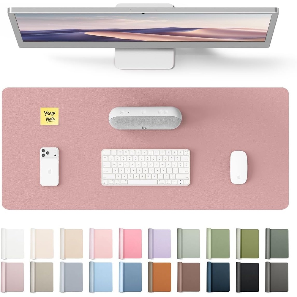 image:imageYSAGi Leather Office Desk Pad Protector Large Mouse Pad NonSlip PU Leather Laptop Desk Blotter Waterproof Writing Pad for Office and Home Black 236 x 138Pale Mauve