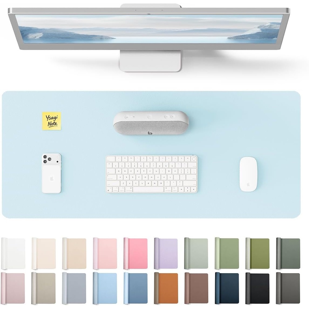 image:imageYSAGi Leather Office Desk Pad Protector Large Mouse Pad NonSlip PU Leather Laptop Desk Blotter Waterproof Writing Pad for Office and Home Black 236 x 138Baby Blue