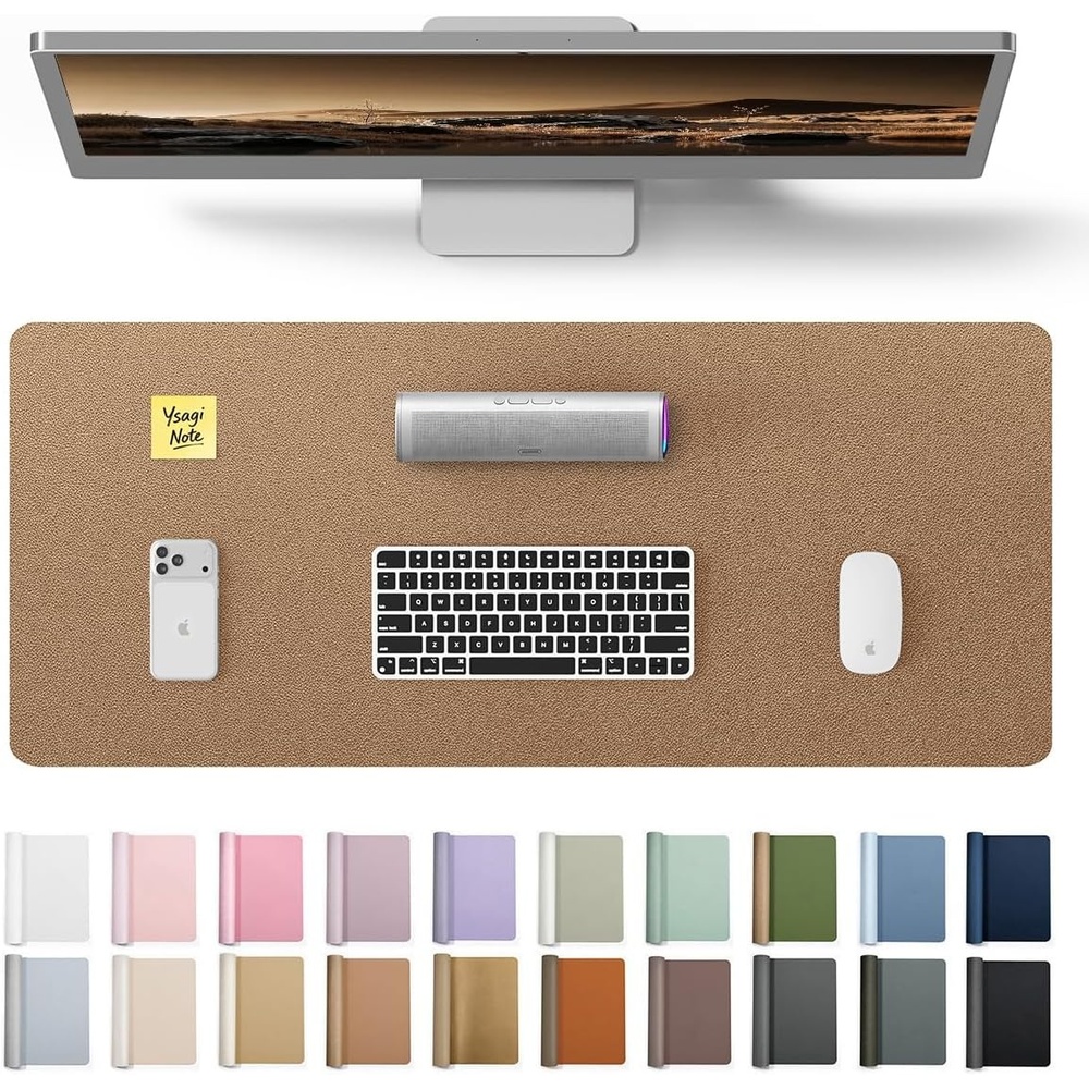 image:imageYSAGi Leather Office Desk Pad Protector Large Mouse Pad NonSlip PU Leather Laptop Desk Blotter Waterproof Writing Pad for Office and Home Black 236 x 138Shiny Bronze