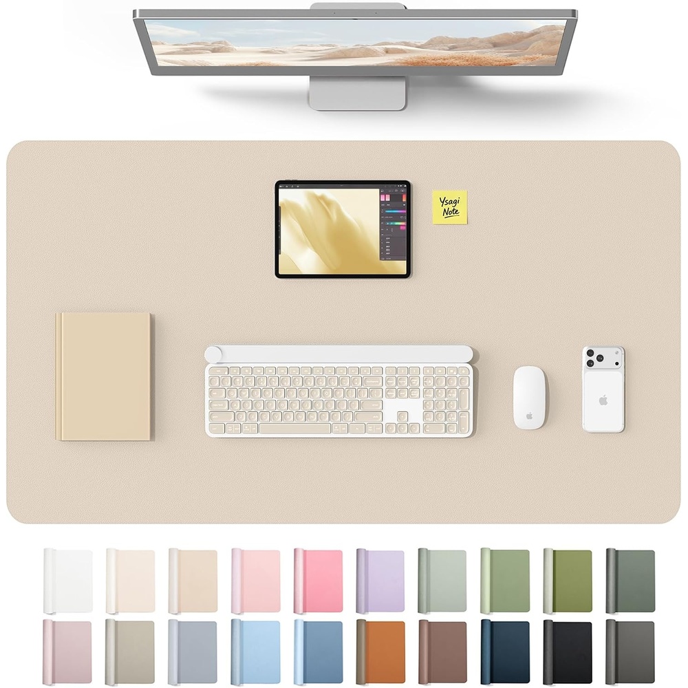 image:imageYSAGi Leather Office Desk Pad Protector Large Mouse Pad NonSlip PU Leather Laptop Desk Blotter Waterproof Writing Pad for Office and Home Black 236 x 138Eeggshell