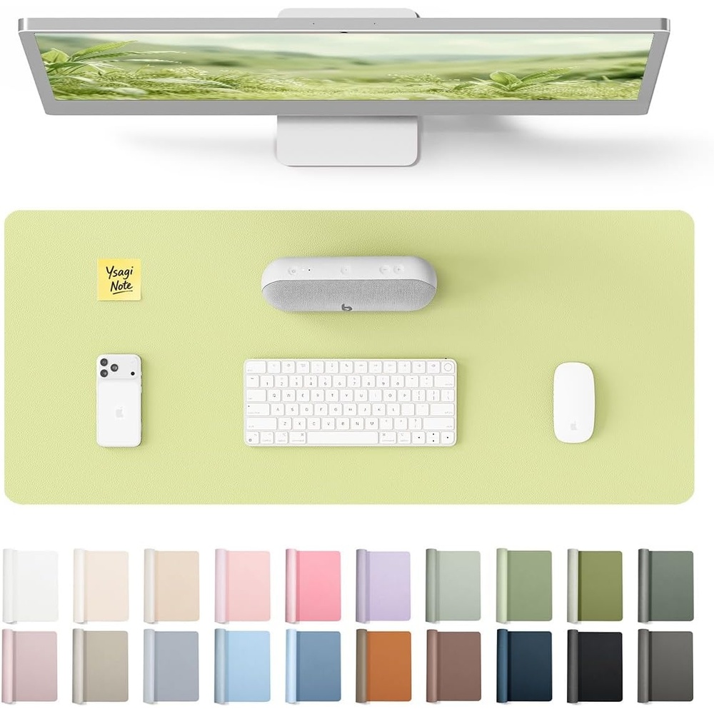 image:imageYSAGi Leather Office Desk Pad Protector Large Mouse Pad NonSlip PU Leather Laptop Desk Blotter Waterproof Writing Pad for Office and Home Black 236 x 138Peak Green