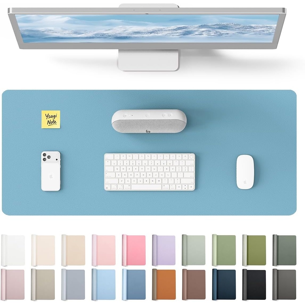 image:imageYSAGi Leather Office Desk Pad Protector Large Mouse Pad NonSlip PU Leather Laptop Desk Blotter Waterproof Writing Pad for Office and Home Black 236 x 138Sea Blue