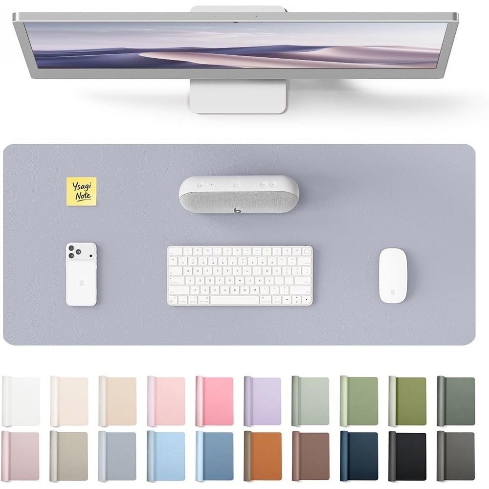 image:imageYSAGi Leather Office Desk Pad Protector Large Mouse Pad NonSlip PU Leather Laptop Desk Blotter Waterproof Writing Pad for Office and Home Black 236 x 138Soft Lavender