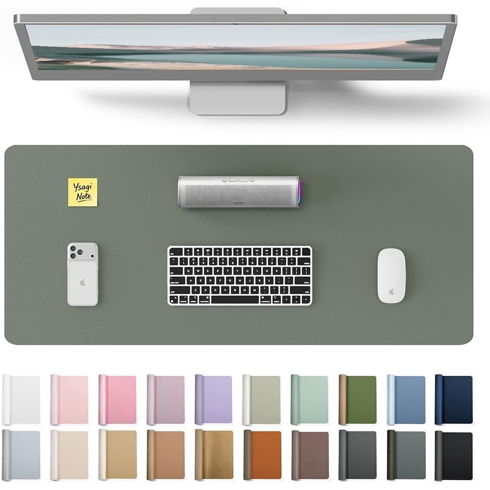 image:imageYSAGi Leather Office Desk Pad Protector Large Mouse Pad NonSlip PU Leather Laptop Desk Blotter Waterproof Writing Pad for Office and Home Black 236 x 138Dark Green