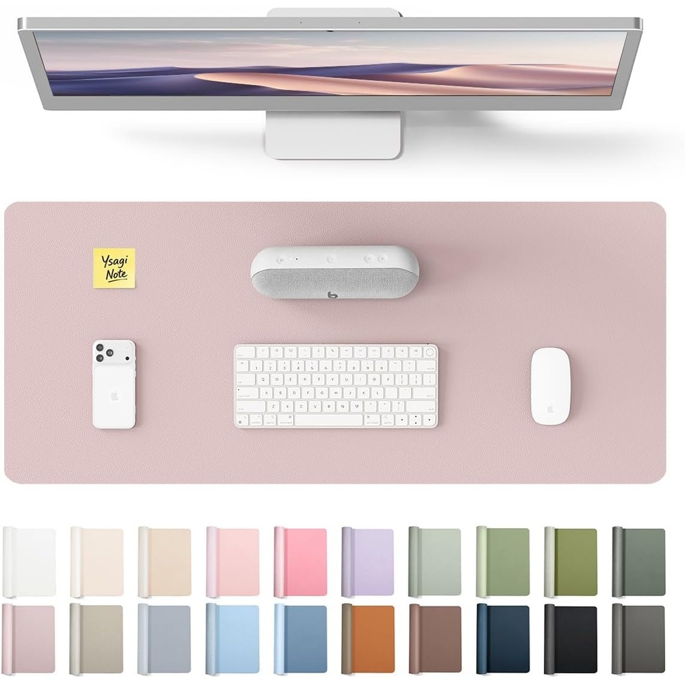 image:imageYSAGi Leather Office Desk Pad Protector Large Mouse Pad NonSlip PU Leather Laptop Desk Blotter Waterproof Writing Pad for Office and Home Black 236 x 138Grayish Lavender