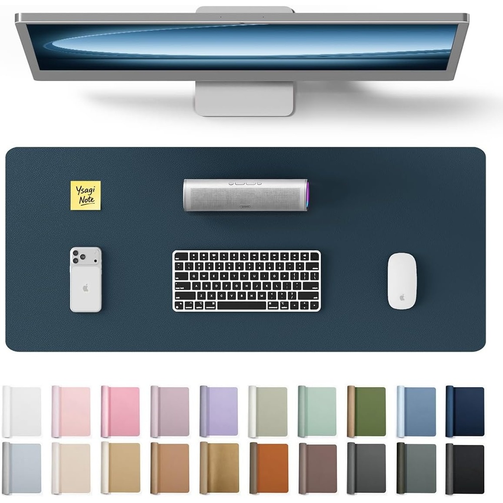 image:imageYSAGi Leather Office Desk Pad Protector Large Mouse Pad NonSlip PU Leather Laptop Desk Blotter Waterproof Writing Pad for Office and Home Black 236 x 138Dark Blue