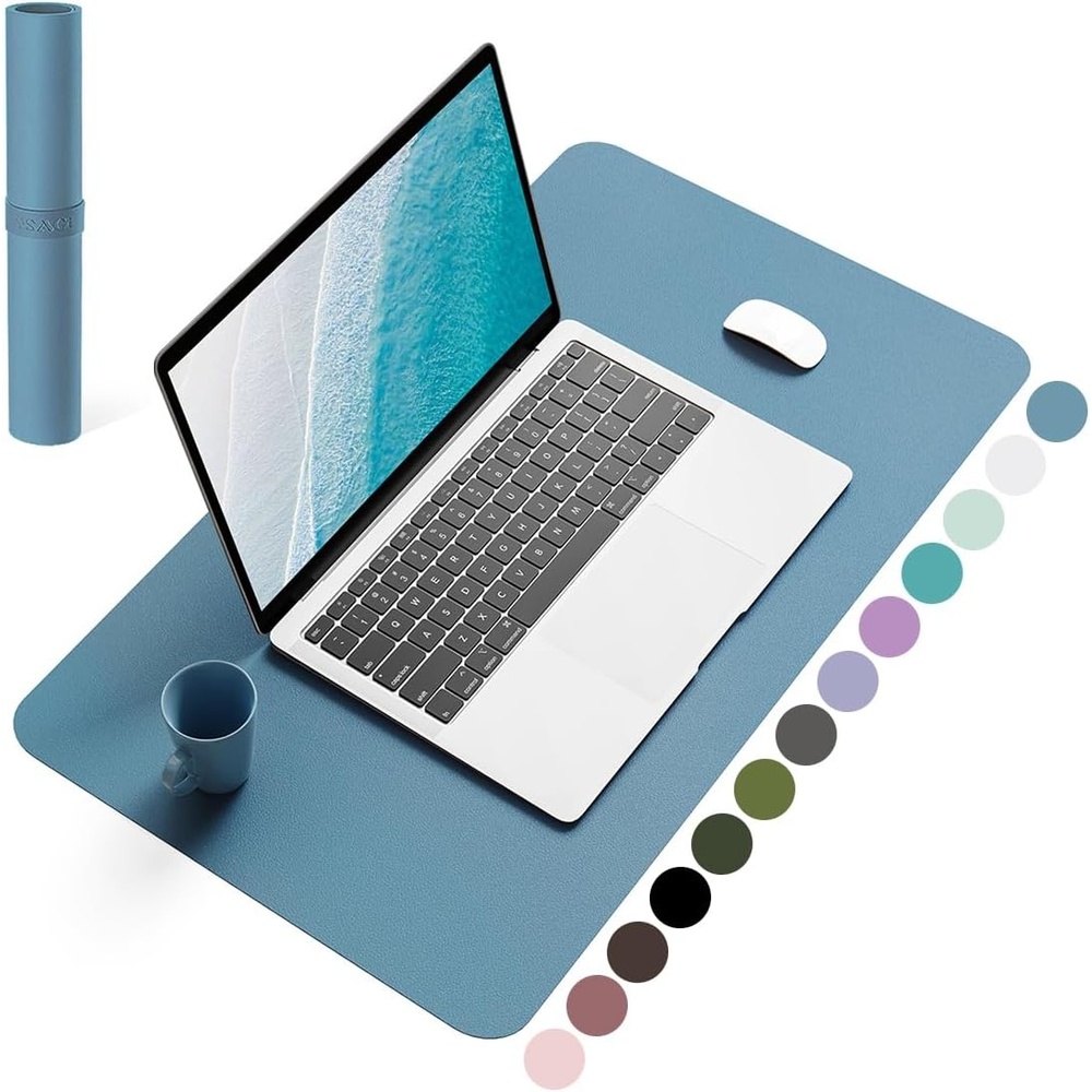 image:imageYSAGi NonSlip Leather Desk Pad Waterproof Laptop Computer Desk Keyboard Mat Table Protector Blotter Mat Large Mouse Pad for OfficeWorkHomeDecorPink 236 x 137Blue