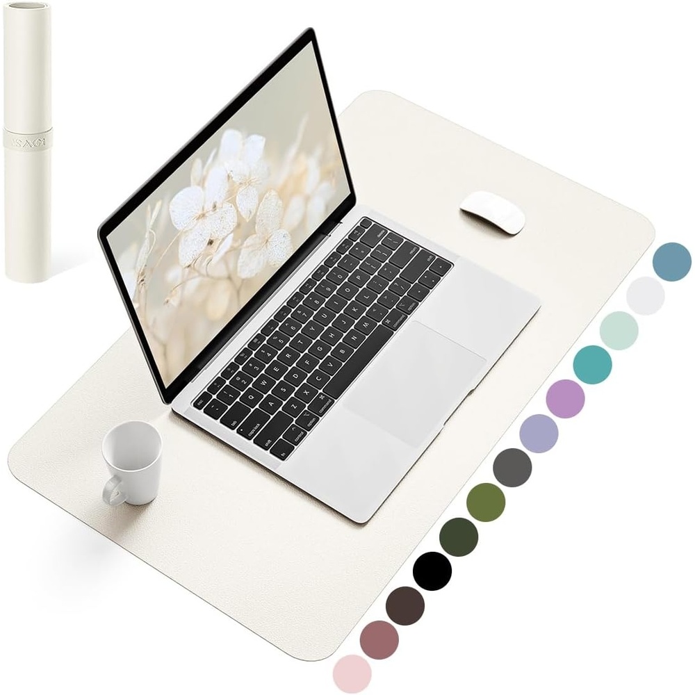 image:imageYSAGi NonSlip Leather Desk Pad Waterproof Laptop Computer Desk Keyboard Mat Table Protector Blotter Mat Large Mouse Pad for OfficeWorkHomeDecorPink 236 x 137Cream