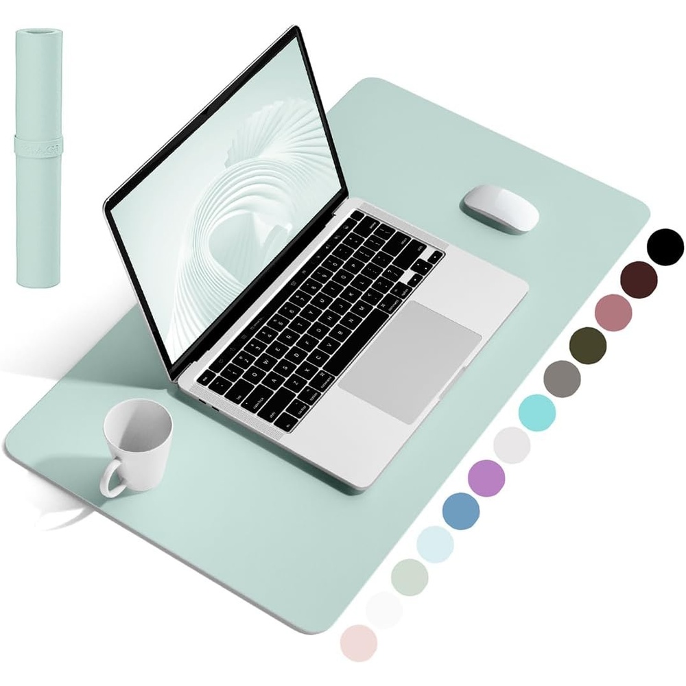 image:imageYSAGi NonSlip Leather Desk Pad Waterproof Laptop Computer Desk Keyboard Mat Table Protector Blotter Mat Large Mouse Pad for OfficeWorkHomeDecorPink 236 x 137Mint Green