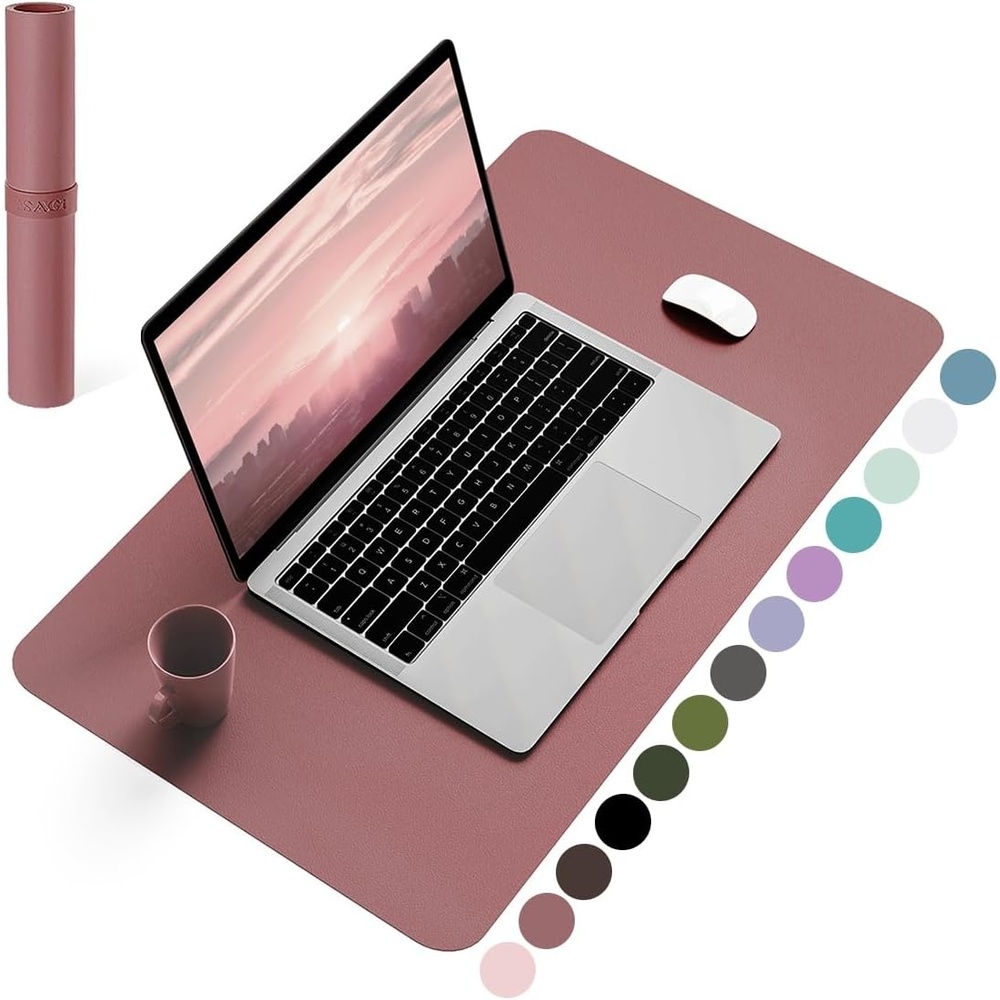 image:imageYSAGi NonSlip Leather Desk Pad Waterproof Laptop Computer Desk Keyboard Mat Table Protector Blotter Mat Large Mouse Pad for OfficeWorkHomeDecorPink 236 x 137Dark Pink