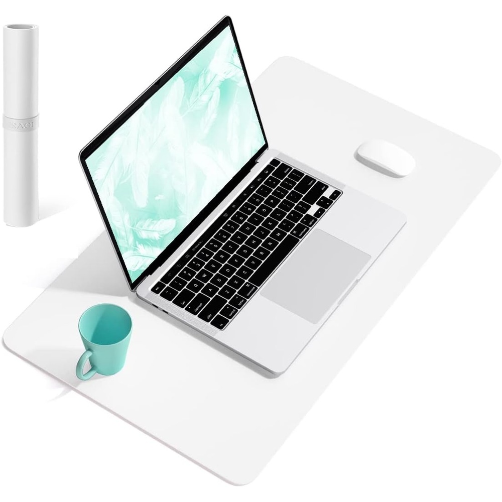 image:imageYSAGi NonSlip Leather Desk Pad Waterproof Laptop Computer Desk Keyboard Mat Table Protector Blotter Mat Large Mouse Pad for OfficeWorkHomeDecorPink 236 x 137White