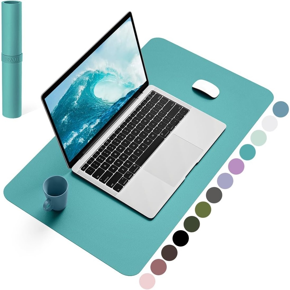 image:imageYSAGi NonSlip Leather Desk Pad Waterproof Laptop Computer Desk Keyboard Mat Table Protector Blotter Mat Large Mouse Pad for OfficeWorkHomeDecorPink 236 x 137Green Blue