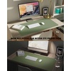 YSAGi Double-Sided Cork PU Leather Waterproof Desk Pad Protector for Office(Bamboo Green)