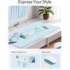 YSAGi Leather Office Desk Pad Protector, Large Mouse Pad, Non-Slip, PU Leather, Laptop Desk Blotter, Waterproof Writing Pad for Office and Home, Black, 23.6″ x 13.8″(Baby Blue)
