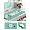 YSAGi Leather Office Desk Pad Protector, Large Mouse Pad, Non-Slip, PU Leather, Laptop Desk Blotter, Waterproof Writing Pad for Office and Home, Black, 23.6″ x 13.8″(Green-blue)