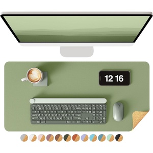 YSAGi Double-Sided Cork PU Leather Waterproof Desk Pad Protector for Office(Bamboo Green)